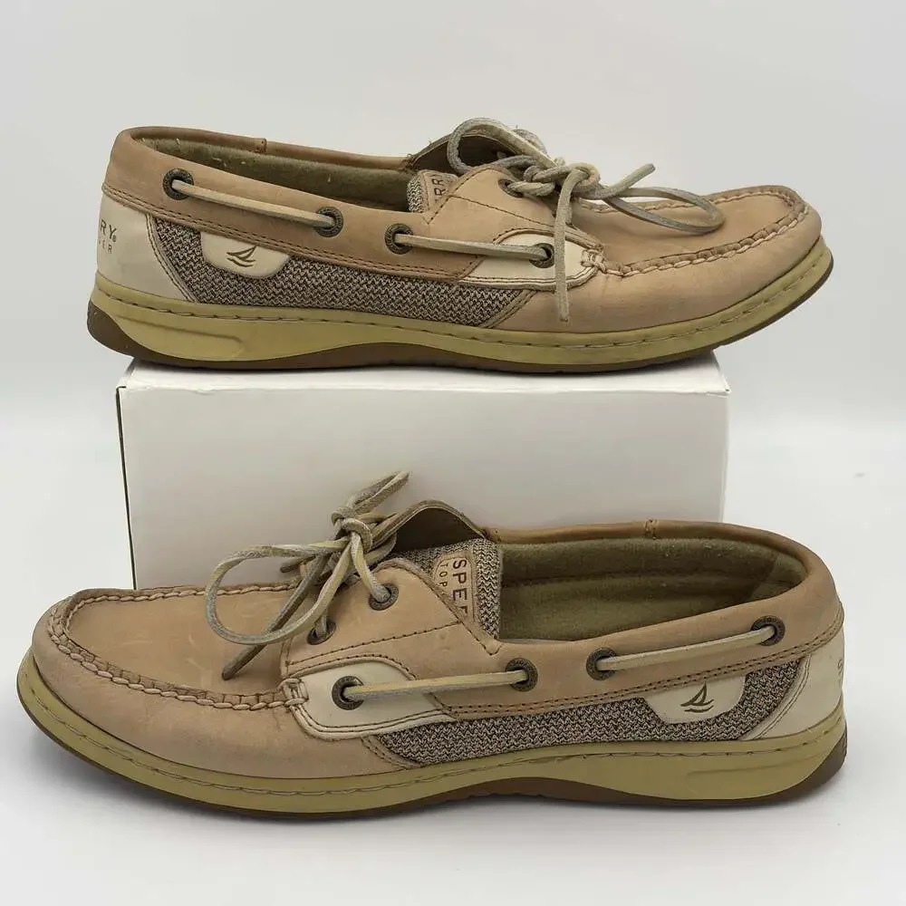 Sperry Top Sider Shoes Mens Size 9 Brown Leather Canvas Boat Shoes Loafers